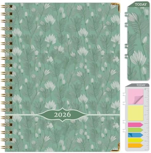 LARGE PRINT HARDCOVER 2026 Planner, 8.5"x11": 14 Months (November 2025 - December 2026), Daily Weekly Monthly Planner, Yearly Agenda, Bookmark, Pocket Folder and Sticky Note Set (Whispering Meadow)
