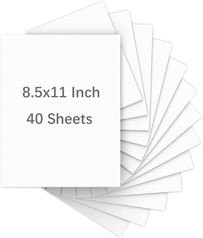 40 Sheets of Cardstock 8.5 x 11, Heavyweight Cover Cardstock Printer Paper 8.5 x 11, 190 gsm Bright White Card Stock Paper for DIY, Professional Printing, Wedding Invitations, Office Cards & Crafts