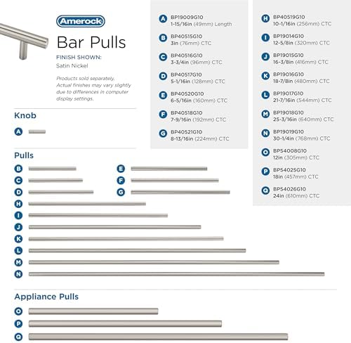 Amerock 30-1/4" Bar Pulls Satin Nickel Drawer Pull
