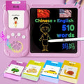 Writing Tablet with Bilingual Flash Cards for Kids, Chinese Pink