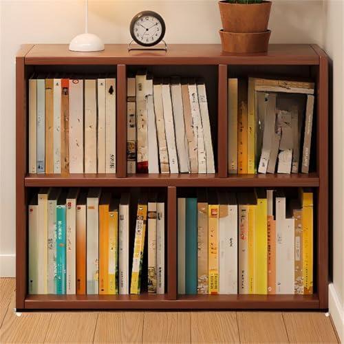Lumber Organizer Shelf 3/4 Shelves, Lateral Filing or Vertical, Closed Back Floor-standing Bookshelf Rack Bookcase Cabinet Tiered Shelf Grid Storage Unit Dark Walnut 31.5"L x 9.4"W x 23.6"H