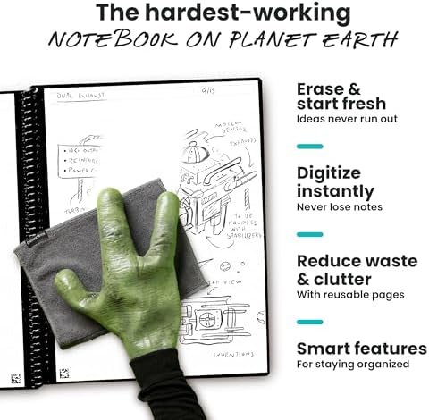 Rocketbook Core Reusable Smart Notebook, Letter Size 8.5x11, Grey