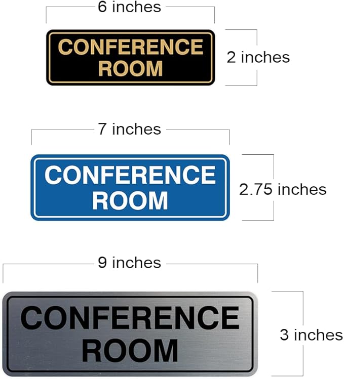 Standard Conference Room Sign - Silver - Small 5 Pack