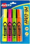 Avery Hi-Liter Desk-Style Highlighters, Smear Safe Ink, Chisel Tip, 4 Assorted Color Highlighters (24063)