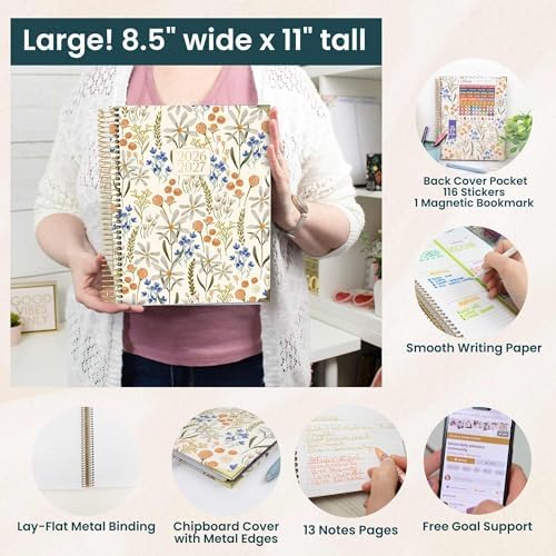 bloom daily planners HARDCOVER Planner 2026-2027 (8.5" x 11") Academic Year (July 2026 - July 2027) - 13 Months Task Goal Planner for Women - Monthly & Weekly Agenda Book - Whimsical Wildflowers