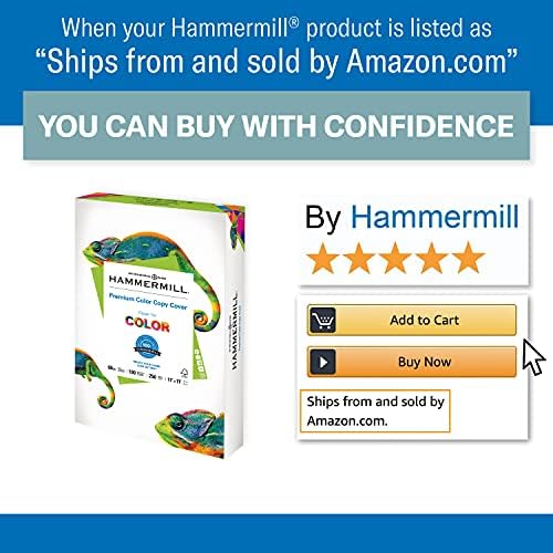 Hammermill Cardstock, Premium Color Copy, 60 lb, 11 x 17-100 Bright, Made in the USA Card Stock, 122556C - 5 Pack (1,250 Sheets)