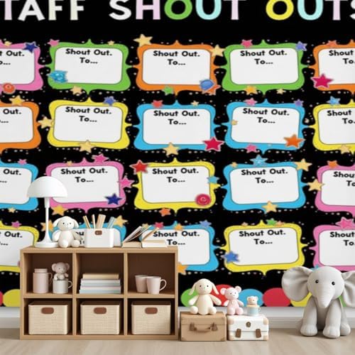 Peel and Stick Wallpaper Wall Decor Self Adhesive Removable Wall Paper Colorful Staff Shout Outs Bulletin Board Decorative Borders Stars Decorative Wall Mural for Bedroom Living Room