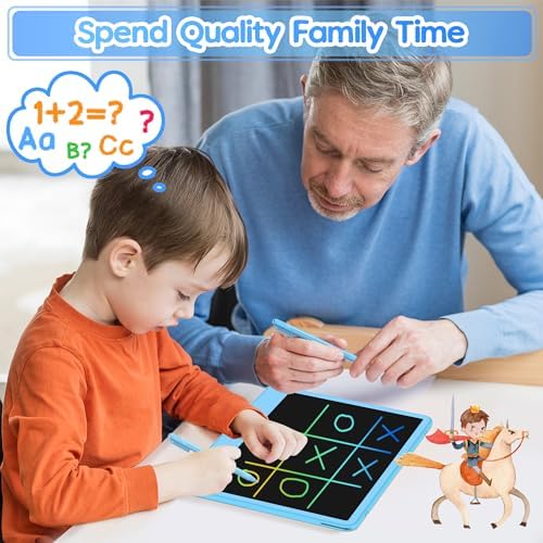 Hockvill LCD Writing Tablet for Kids 12 Inch, Toys for Boys Girls Drawing Pad for 3 4 5 6 7 Year Old Kids Toys, Toddler Erasable Doodle Board Travel Essentials, Christmas Birthday Gift for Kids - Blue