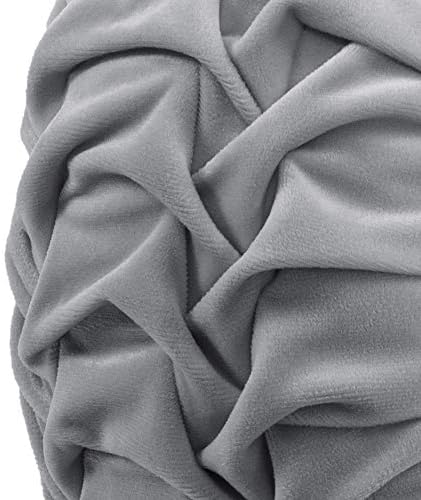 Lush Decor Round Pleated Soft Velvet Decorative Throw Pillow, 1 Count, 15" Diameter, Dark Gray - Plush Round Pillow, Seat Cushion, Decorative Pillows For Bed, Couch, Or Chair