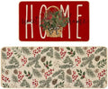Baccessor Red Christmas Kitchen Rugs Winter Set of 2 17x29 and 17x47 Inch