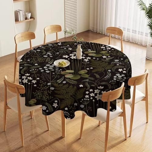Woodland Field Tablecloth, Rustic Forest Wild Flower Herb Fern Farmhouse Natural Floral Table Cloth for Picnic Party Dining Room Home Decor, 50x50in