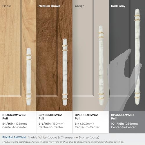 Amerock 10-1/16" Carrione Marble White/Champagne Bronze Drawer Pull