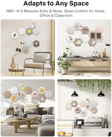 Hexagon Cork Bulletin Board Tiles, 10 Pack Felt Panels for Wall,