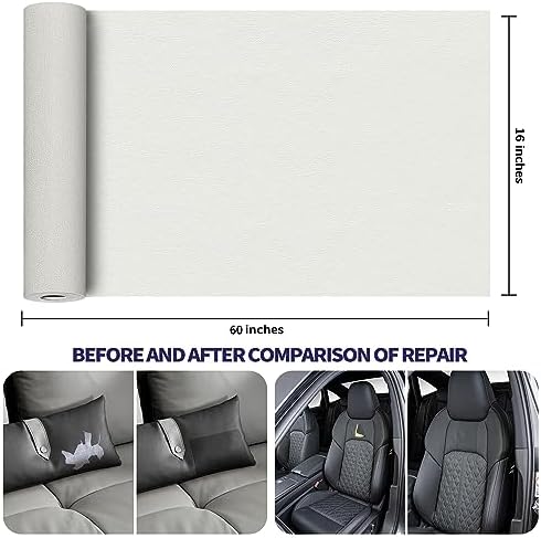 Leather Repair Patch Tape Kit, Self Adhesive Leather Repair for Furniture, Couch, Sofa, Car Seats,Office Chair,Vinyl Repair Kit.60inx16in