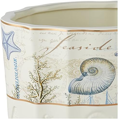 Avanti Linens - Waste Basket, Guest Bathroom Essentials, Nautical Home Decor (Antigua Collection) | Decorative Wastebasket, Durable Construction, Bathroom Trash Can, Bedroom & Office Use, Easy To Clean