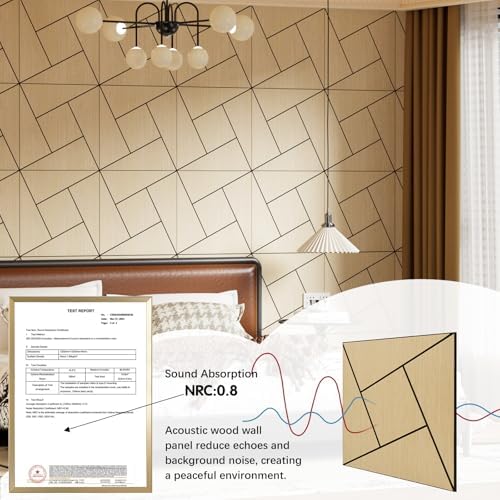 4 Packs Acoustic Wall Panels - Self-Adhesive 3D Wood Slat Wall Panel- Peel and Stick Sound Absorbing Panels for Noise Reducing - Feature Wall Decor for Home & Office