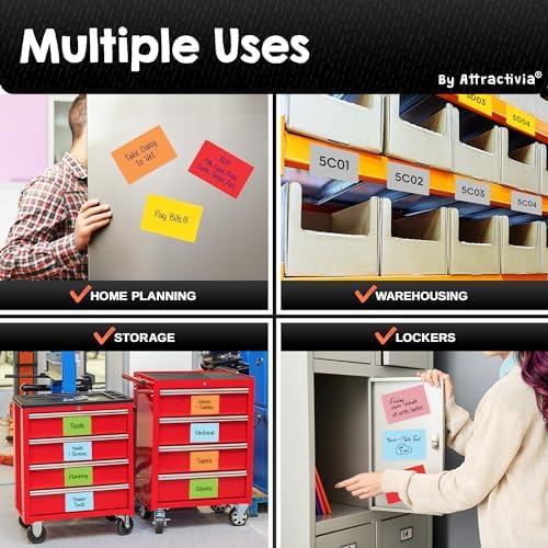 Attractivia Dry Erase Magnetic Labels 5.6 x 3.7 in, Solid Colors, Large Dry Erase Magnets, 36-Pack, Colored Erasable Write-On All-Purpose Labels, for Office, Education, Home, Whiteboard