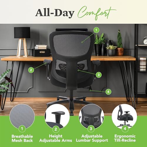HON Sadie Big and Tall Ergonomic Office Chair, Heavy Duty Desk Chair, Black