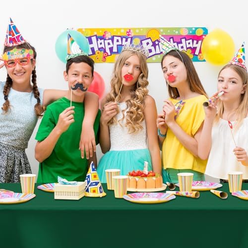CXPSINC 54 Inch X 100 Feet Plastic Table Cover Roll Disposable Tablecloth with Slide Cutter for All Type/Shape Tables | Party, Banquet, Birthdays, Weddings(Green, 100 Feet)