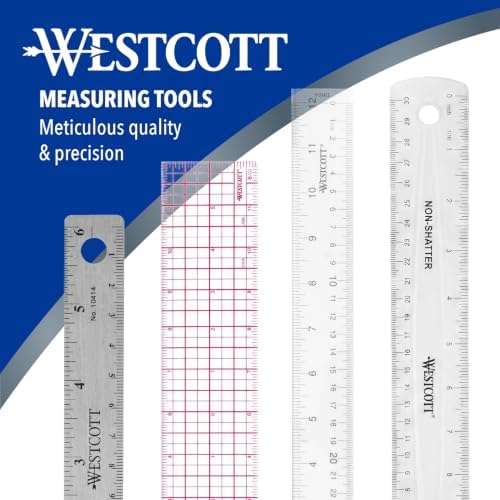 Westcott Stainless Steel Ruler, Zero-Center Scale with Non-Slip Cork Backing, Back-to-School, School Supplies, Classroom Supplies, 36-Inch