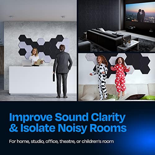 Acoustic Panels 12-Pack Soundproof Wall Panels 12"X10.4"X0.4" Sound Panels High Density Sound Dampening Panels - [Dark Gray Hexagon]