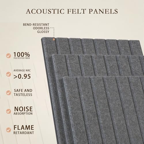 JBER Large Felt Bulletin Board 36" x 24", 6 Pack Felt Wall Tiles, Dark Gray