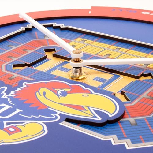 YouTheFan NCAA Kansas Jayhawks StadiumView 3D Wall Clock