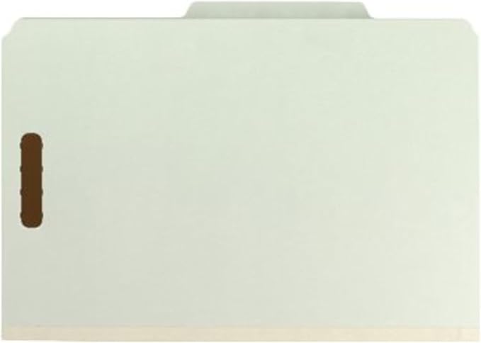 Smead 100% Recycled Pressboard Classification File Folder, 2 Dividers, 2" Expansion, Legal Size, Gray/Green, 10 per Box