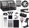 Office Supplies,Desk Accessories,Stapler and Tape Dispenser Set,1000 Staples,Staple Remover,Pen Holder,Folding Phone Holder,Journal Notebook,Ballpoint Pen,Scissor,Ruler,Clear Tape,Sticky Notes,Ect