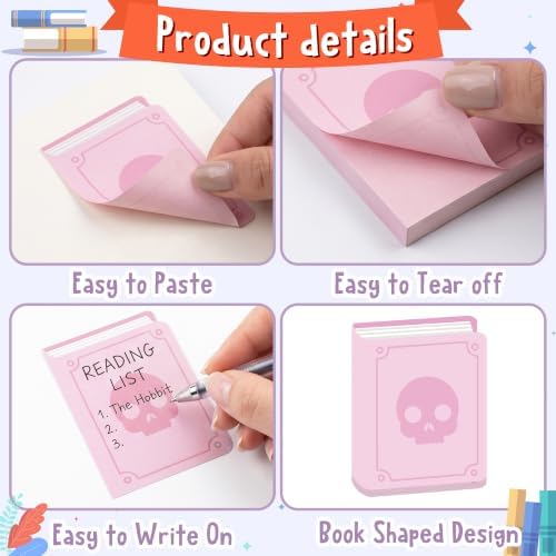 Laffact Books Shaped Sticky Notes Bulk, 24Pcs Book Lover Bookish Gifts