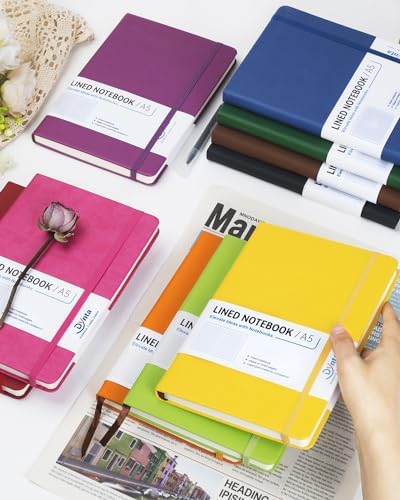Dynta Hardcover Journals Bulk, 10 Packs A5 Lined Notebooks for Writing