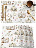 Fall Floral Leaves Placemats Set of 6, Thanksgiving Pumpkins Heat Resistant Washable Table Place Mats Boho Cotton Table Linens Party Holiday Decorations for Home Kitchen Dining Table Outdoor Indoor,