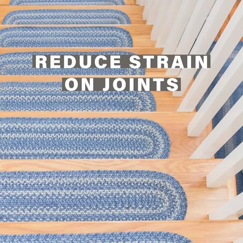 Homespice Denim Jute Braided Stair Treads, Oval 8x28 Set of 13