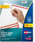Avery Index Maker Clear Label Dividers, 8-Tab, White, 25 Sets