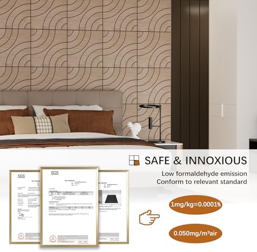 4 Packs Acoustic Wall Panels - Self-Adhesive 3D Wood Slat Wall Panel- Peel and Stick Sound Absorbing Panels for Noise Reducing - Feature Wall Decor for Home & Office