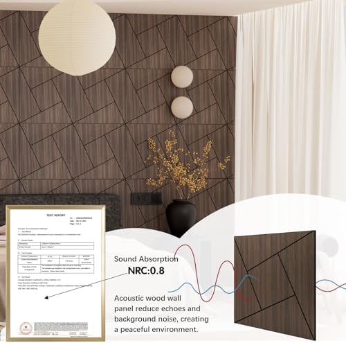 4 Packs Acoustic Wall Panels - Self-Adhesive 3D Wood Slat Wall Panel- Peel and Stick Sound Absorbing Panels for Noise Reducing - Feature Wall Decor for Home & Office