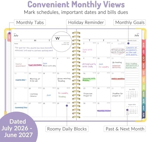 Forvencer Academic Planner 2026-2027, Weekly & Monthly Hardcover Planner A5