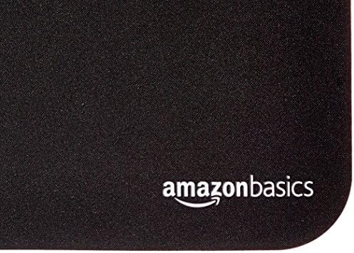 Amazon Basics Square Mouse Pad, Cloth with Rubberized Base, Standard, Black, 12.4L x 10.6W inches