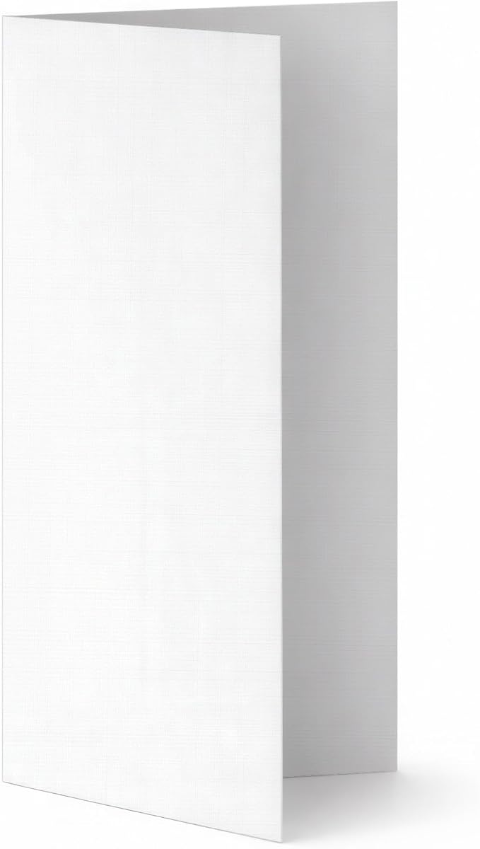 100 Pack - Elegant White Linen 8.5" x 11" Scored Cardstock Paper – Folds to 4.25" x 11" – Menu & Program Paper – Inkjet & Laser Printer Compatible – Made in USA