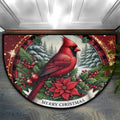 Christmas round red leader Half Round Door Mat Non Slip Washable Semi Circle Area Rug Absorbent Soft Half Moon Rug Floor Mat for Indoor Outdoor Kitchen Bathroom Patio Front Door Mat Decor,a-67