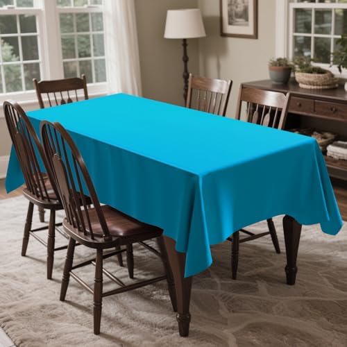 CXPSINC 54 Inch X 300 Feet Plastic Table Cover Roll Disposable Tablecloth with Slide Cutter for All Type/Shape Tables | Party, Banquet, Birthdays, Weddings(Turquoise, 300 Feet)