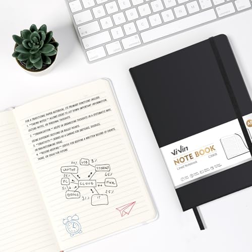 ViVin 6 Pack A5 Hardcover Lined Notebook,192 pg College Ruled 5.5x8.3