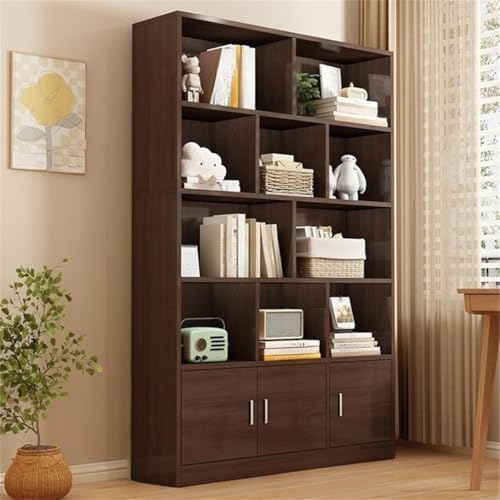 Closed Back Cabinet Wood Standard 9.5'' Wide Bookcase Bookshelf Storage Rack Multi-Layered Storage Shelf Cabinet Display Unit Integrated Against the Wall Black Oak 39.4" L x 9.4" W x 70.9" H