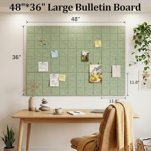Large Felt Bulletin Board for Walls: 12-Pack Black Cork Board Alternative 11.8x11.8 Inch Peel and Stick Pin Board Wall Decor for Home Organization, Office Memo Board, Self-Adhesive Wall Tiles
