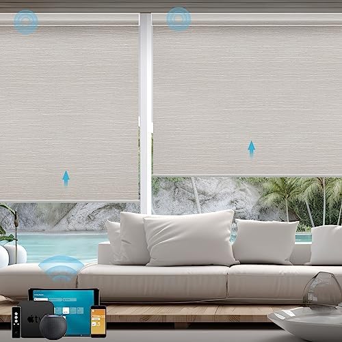 SmartWings Motorized Smart Roller Shades, 100% Blackout Essential Cream