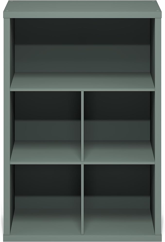 Furinno Cubicle Book Shelf, 5-Cube Bookshelf, Extra Thick Frame Cube Storage Organizer Bookcase with Closed Back, 15.3 x 29.9 x 43.3, for Living Room, Bedroom, Home Office, Sage Green