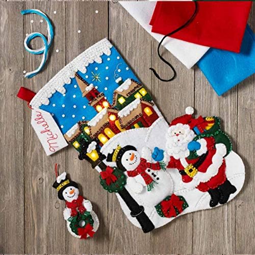 Bucilla 18-Inch Christmas Stocking Felt Appliqué Kit, 86818 Christmas Village