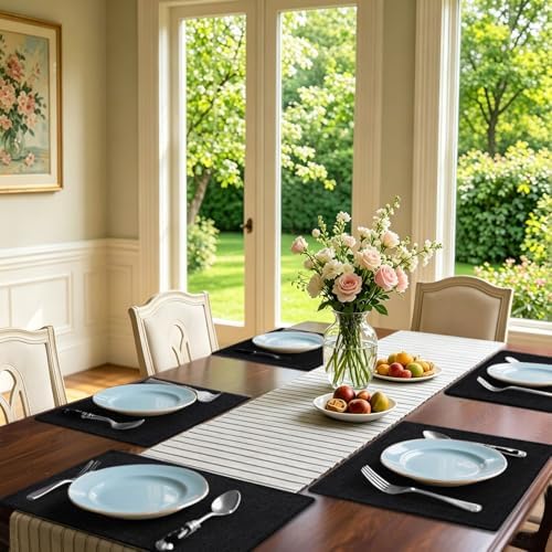 Homaxy Cloths Placemats for Dining Table Set of 6, 13" x 19", Black