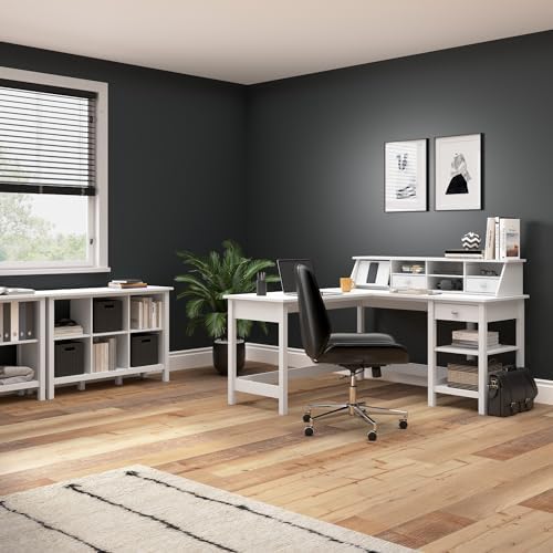 Bush Home Broadview 6 Cube Organizer in Pure White, Home Office Storage Solution, Compact Shelving Unit for Workspace, Multi-Purpose Organizer for Books
