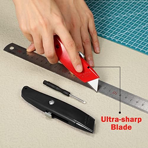 Reginary 30 Pcs Box Cutters Bulk, Utility Knives, Black, Yellow, Red